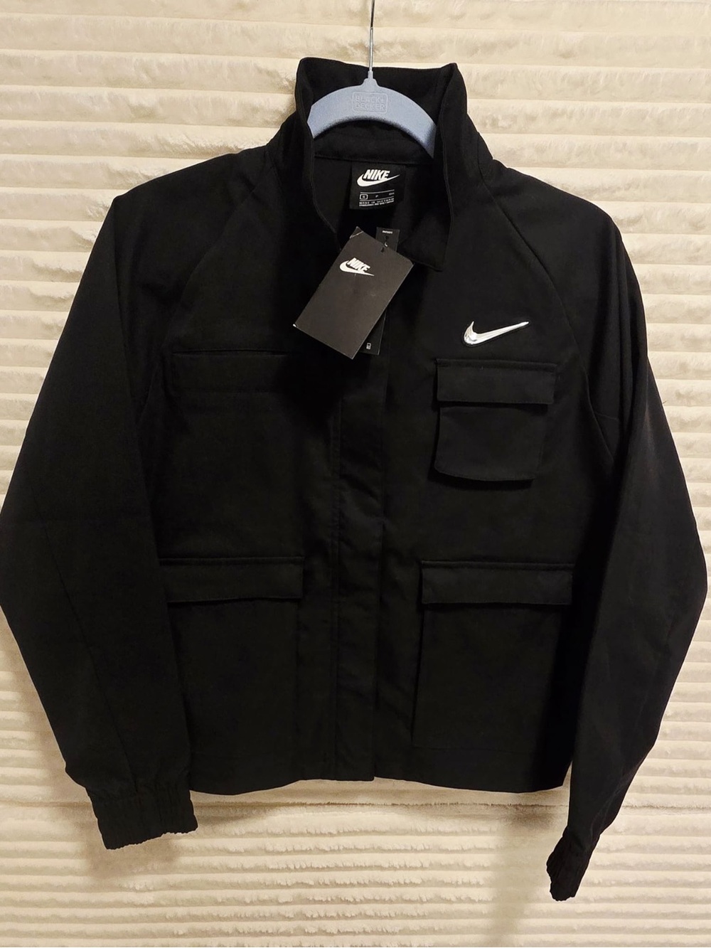 Nike Black Bomber Jacket with White Swoosh